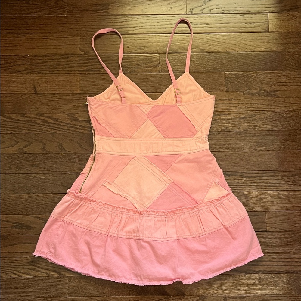 Pink Patchwork Spaghetti Strap Dress - image 2